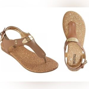 Michael kors little girls gold plated t strap sandals size US 1